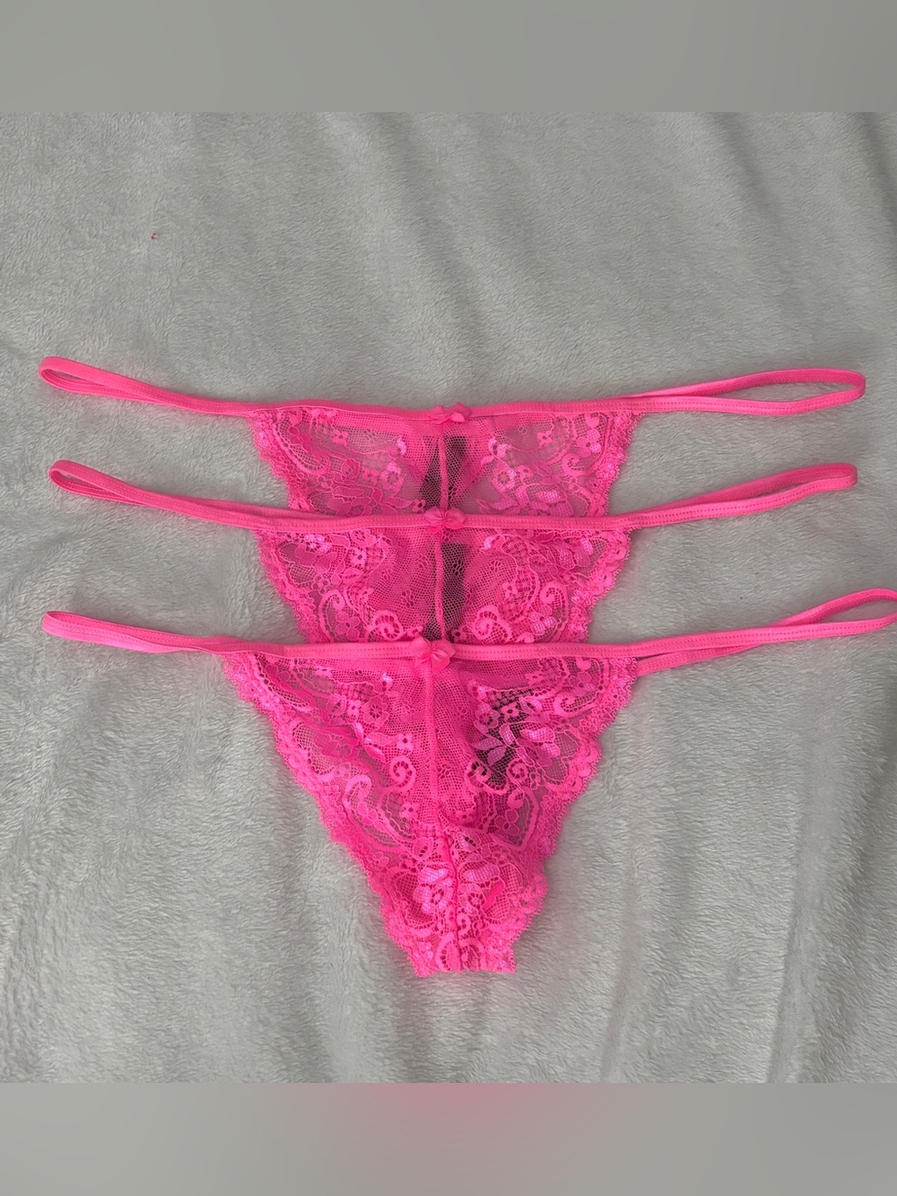Set of 3 smart & sexy Neon Pink Lace Thongs Size 9 ( XXL) NWT